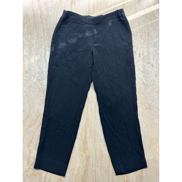 J. Crew Drapey Pull-On Elastic Waist Trouser High Rise Ankle Pant Career Black 6 - Picture 1 of 5